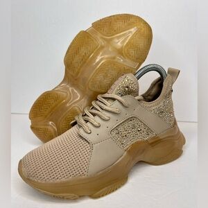 Steve Madden Womens Ganzo Chunky Sole Sneakers Fashion Comfort Blush Beige 6.5M